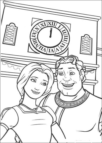 Fiona And Shrek Human  Coloring Page